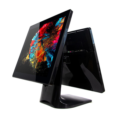 Dual 15 Inch Touch Screen Windows Pos Terminal Hide Line  Design Stable Stand