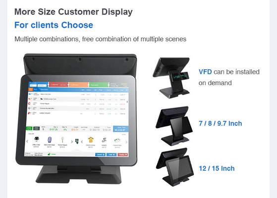 15 Inch Capacitive Touch Screen POS PC System 1024x768 With Customer Display