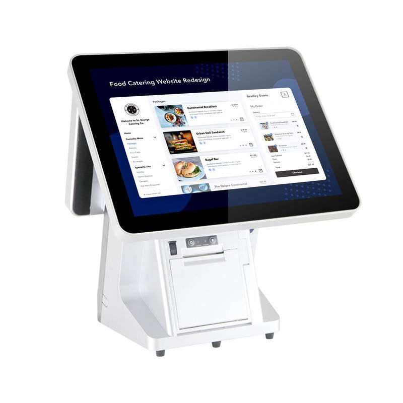 True Flat Ten Points Touch Dual Screen POS System With Printer 80mm