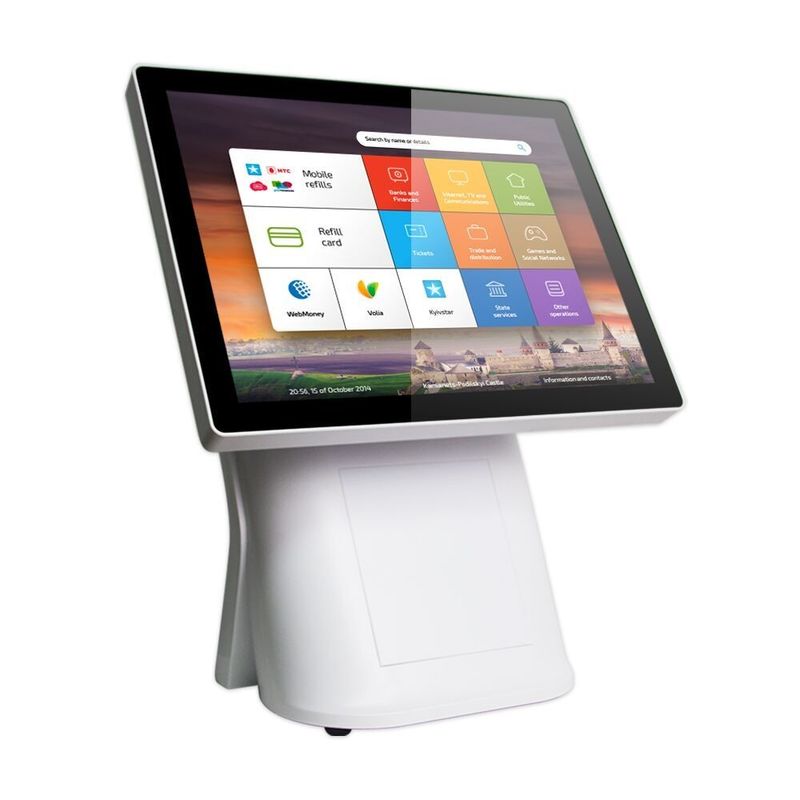 80mm Printer 15in VFD Fanless Touchscreen Pos PCAP Touch Retail Pos System